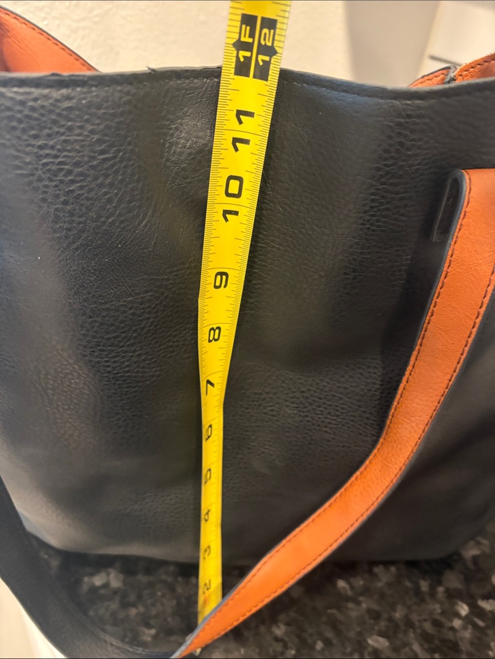 Black and Dark Tan Reversible Leather Tote Bag - Picture 6 of 6